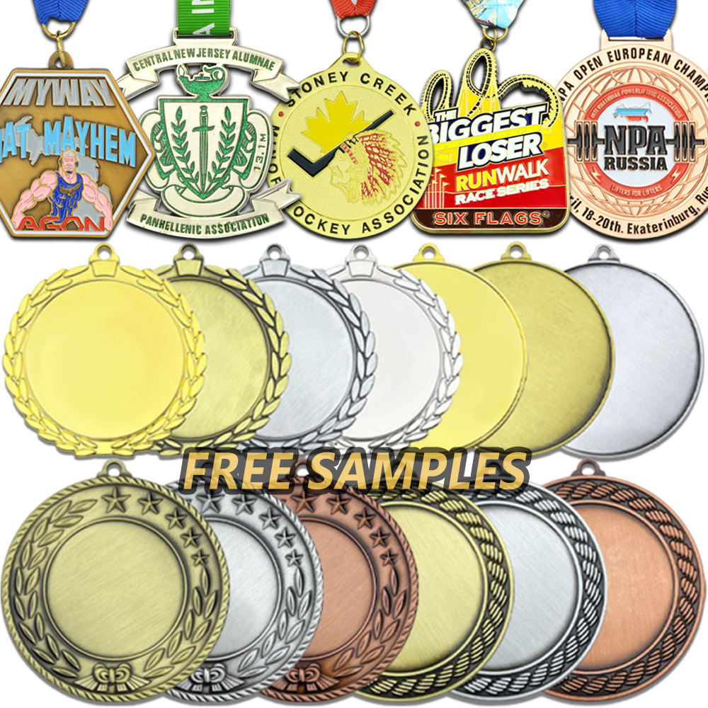 Custom Metal Marathon Race Finisher 5K Running Award Medal with Ribbon