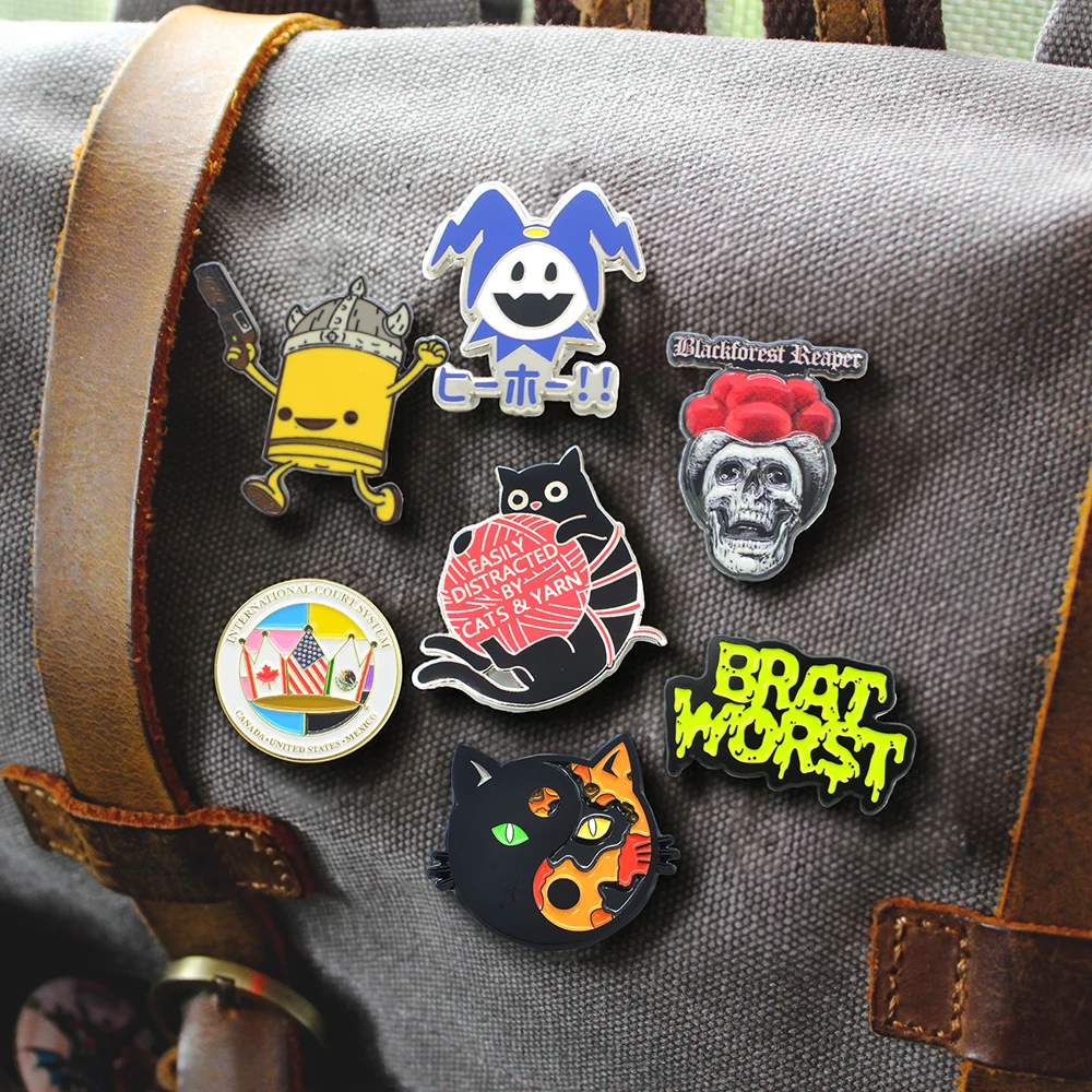 Custom logo soft and hard enamel pins - round metal badge lapel pin detail image 6