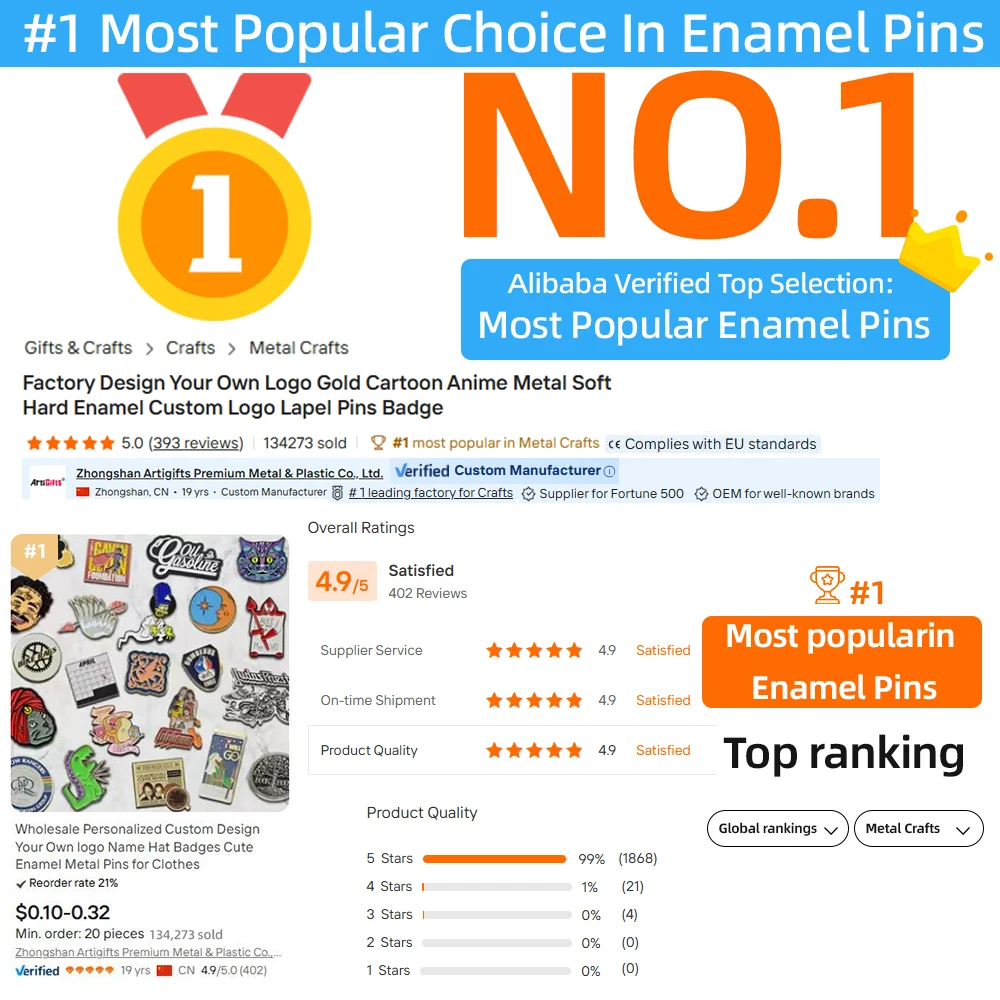 Custom logo soft and hard enamel pins - round metal badge lapel pin detail image 14