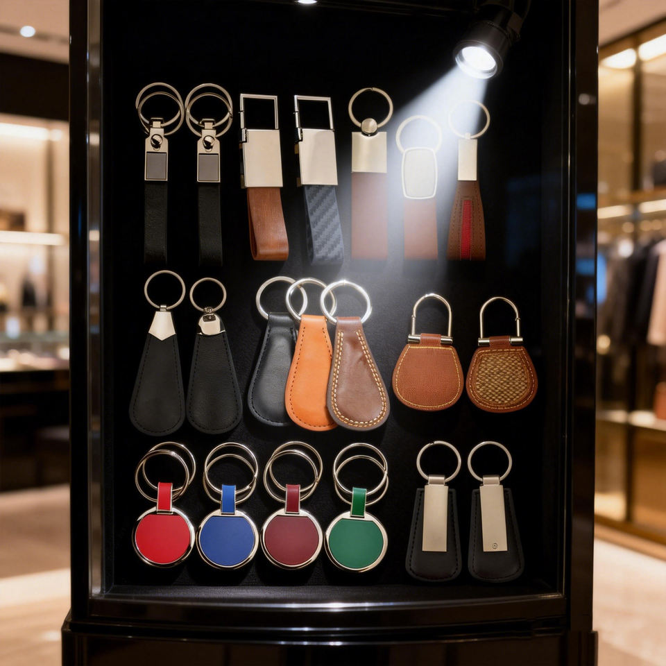 Luxury Genuine Leather Keychain Car Key Holder with Custom Logo