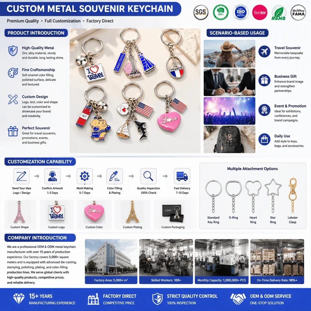 Custom Metal Travel Souvenir Key Chain Detail 2