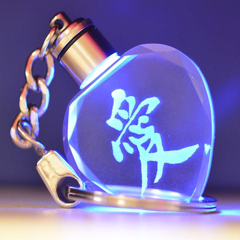 3d laser transparent led crystal keychain