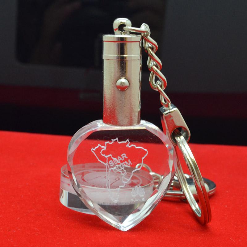 3d laser transparent led crystal keychain