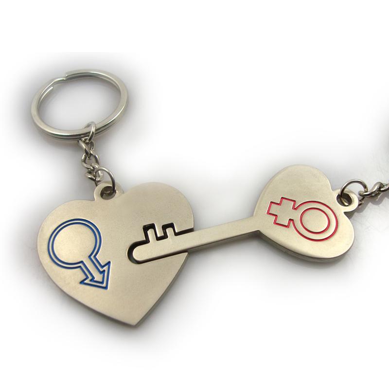 Promotional metal customized couple keyrings