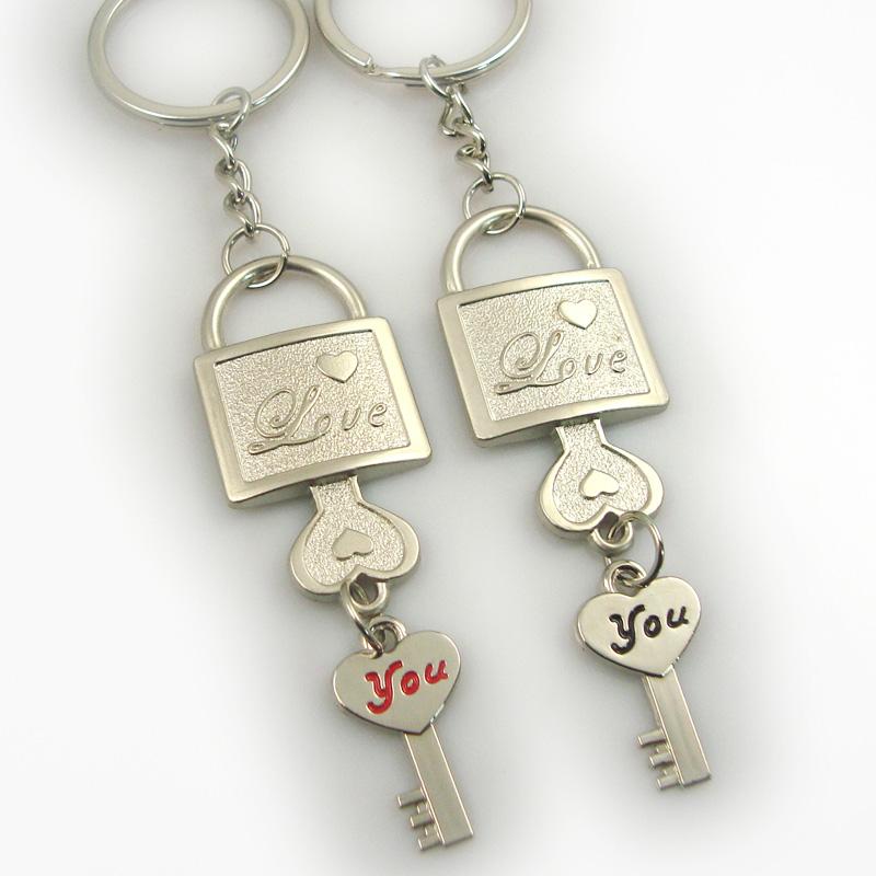 Wholesale cheap metal couple keyrings