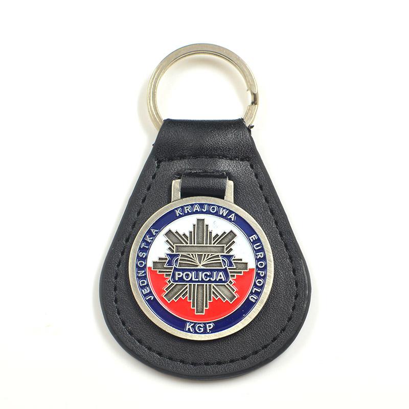 Custom logo metal leather key chain