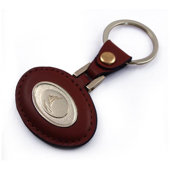 Custom logo metal leather key chain