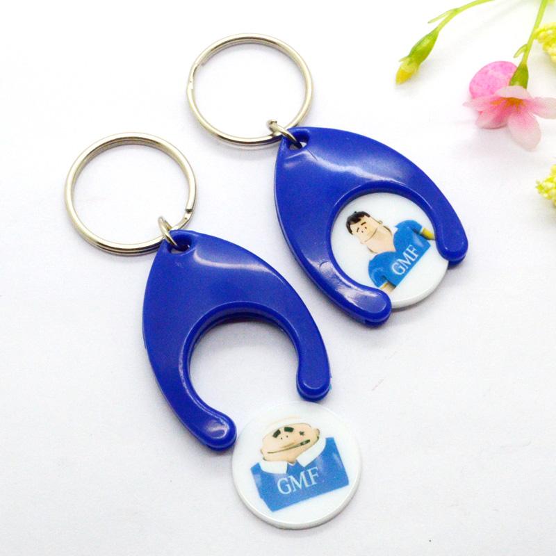 Cheap promotional plastic token coin key holder keychain