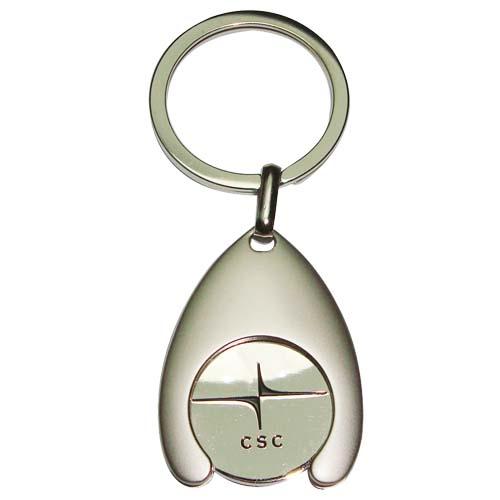 Metal coin holder keychain with custom logo