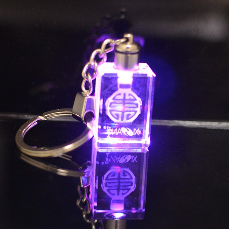 Wholesale laser transparent led crystal keychain