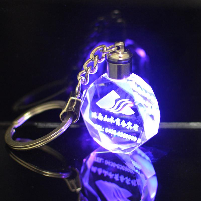 Wholesale laser transparent led crystal keychain