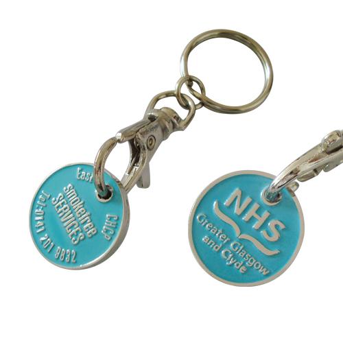 Shopping trolley coin key chain with customized logo