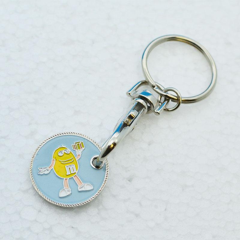 Manufacturer promotinal metal trolley coin keychain