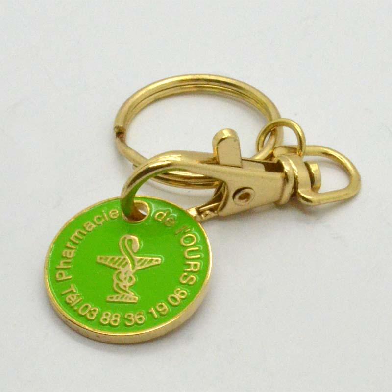 Manufacturer promotinal metal trolley coin keychain