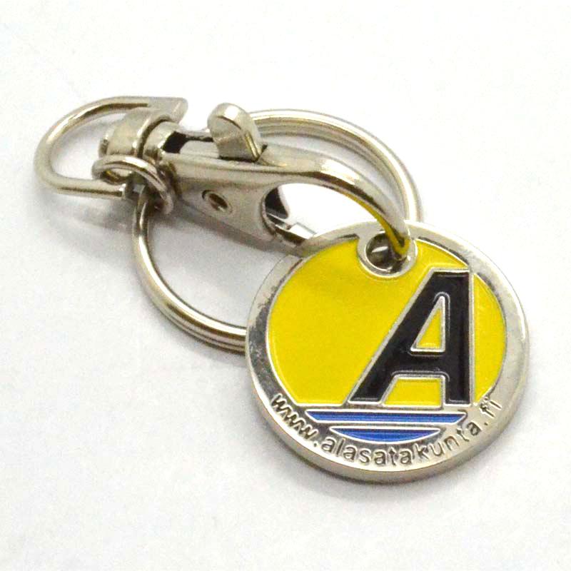 Manufacturer promotinal metal trolley coin keychain