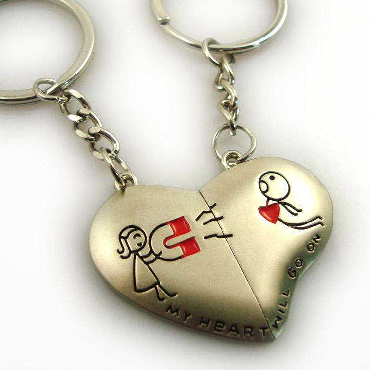 Custom Cheap Heart Angel Metal Cute Couple Keychain