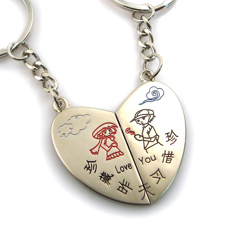 Custom Cheap Heart Angel Metal Cute Couple Keychain