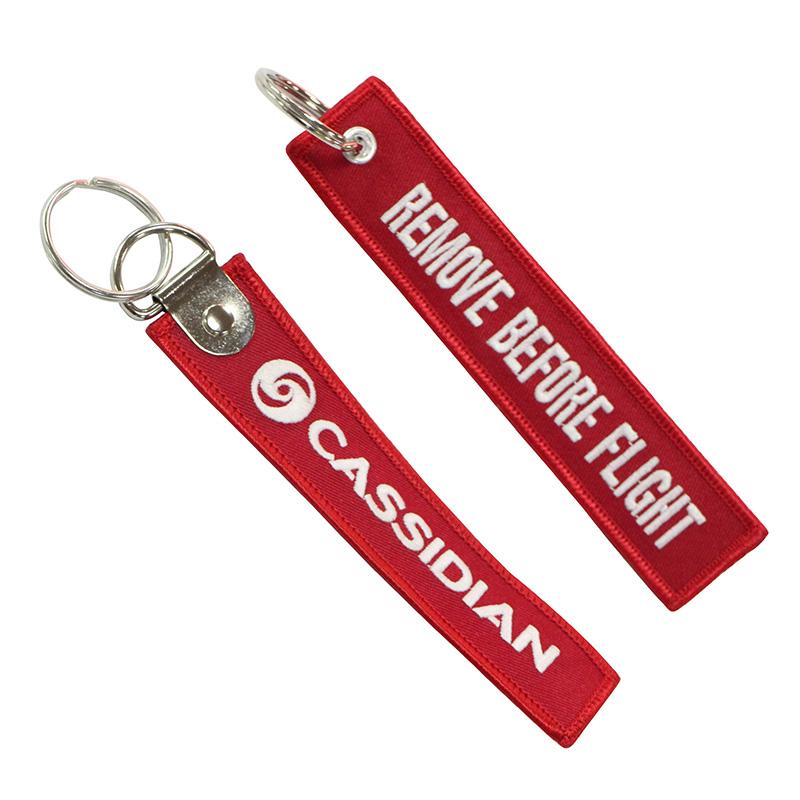 No Minimum Promotion Cheap Nylon Embroidery Lanyard Keychain