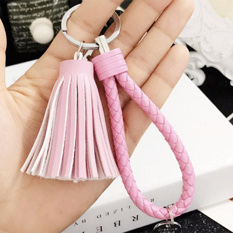 No Minimum Wholesale Custom Pu Leather Tassel Keychain