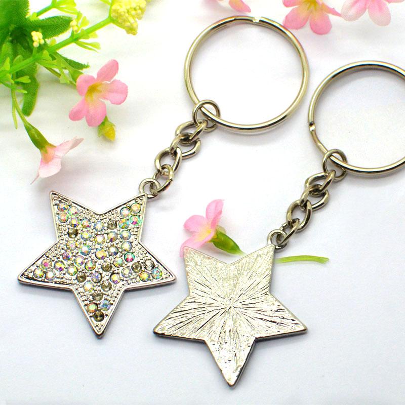 Custom Cheap Metal Star Keychain Bulk With Diamond