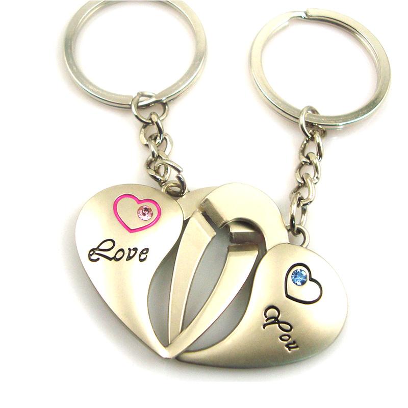 Odm Supplier Personalized Cute Metal Couple Keychain Love