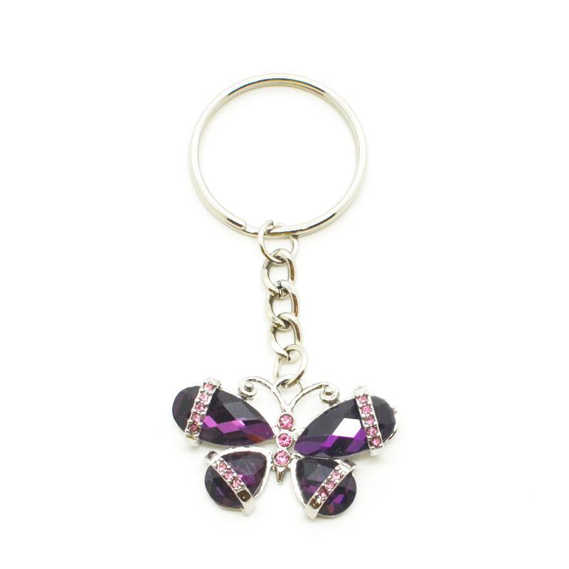 Wholesale Keychain Metal Enamel Butterfly Keychain With Diamond