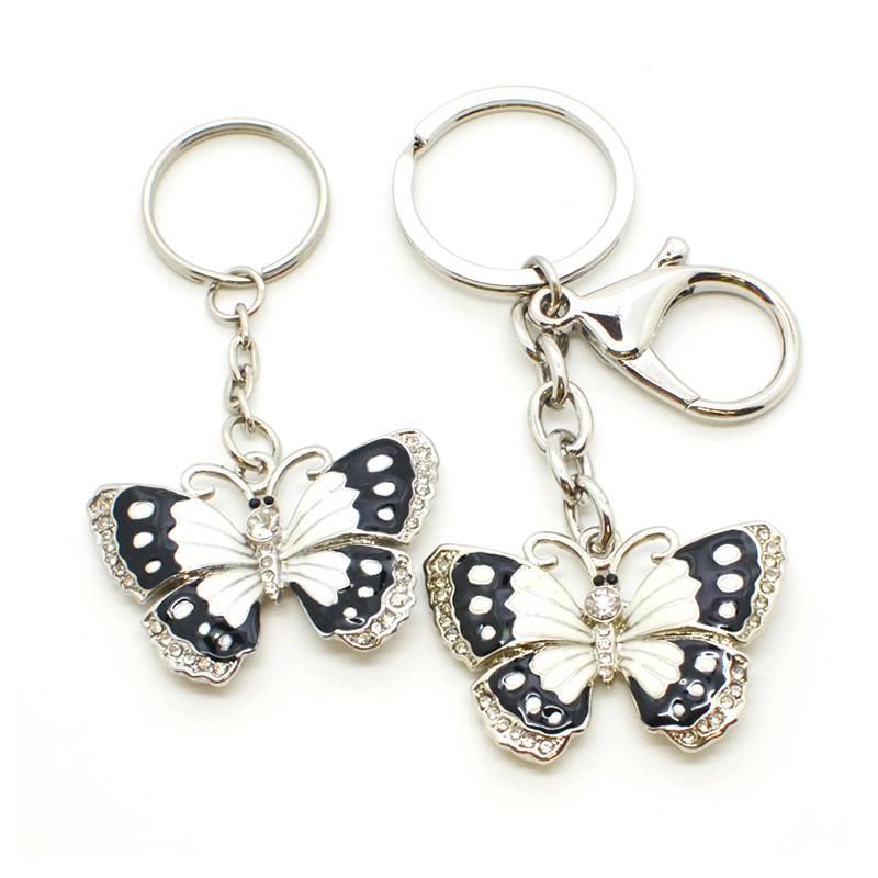 Wholesale Keychain Metal Enamel Butterfly Keychain With Diamond