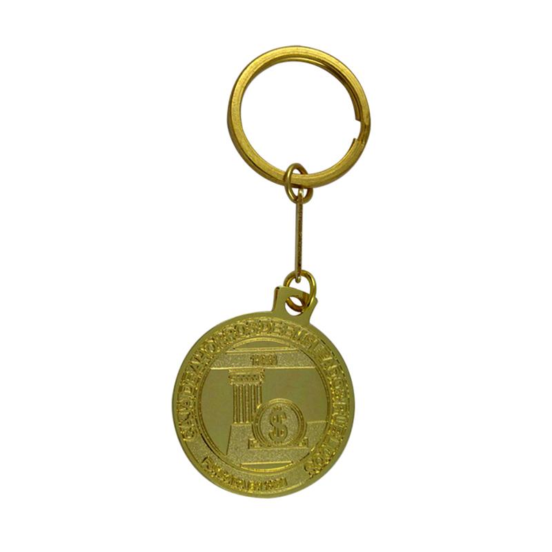 Wholesale Keychain Factory Custom Gold Round Keychain With Dollar Logo