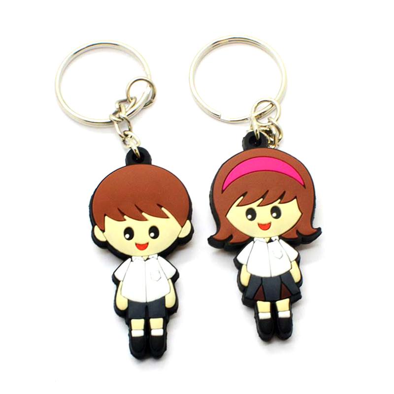 Customized Design Your Own Soft Pvc Couple Llaveros Lover Keychain