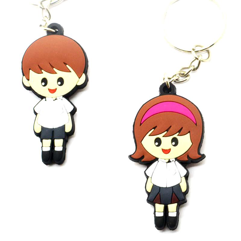 Customized Design Your Own Soft Pvc Couple Llaveros Lover Keychain