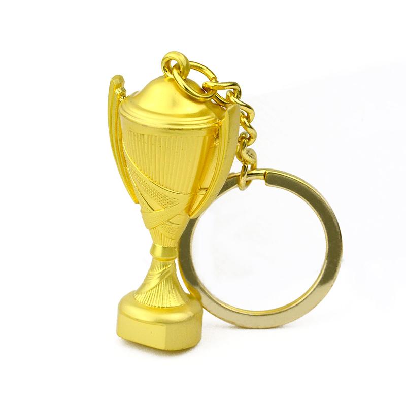 Cheap Keyring Maker Factory Custom 3D Trophy Shape Gold Key Chain