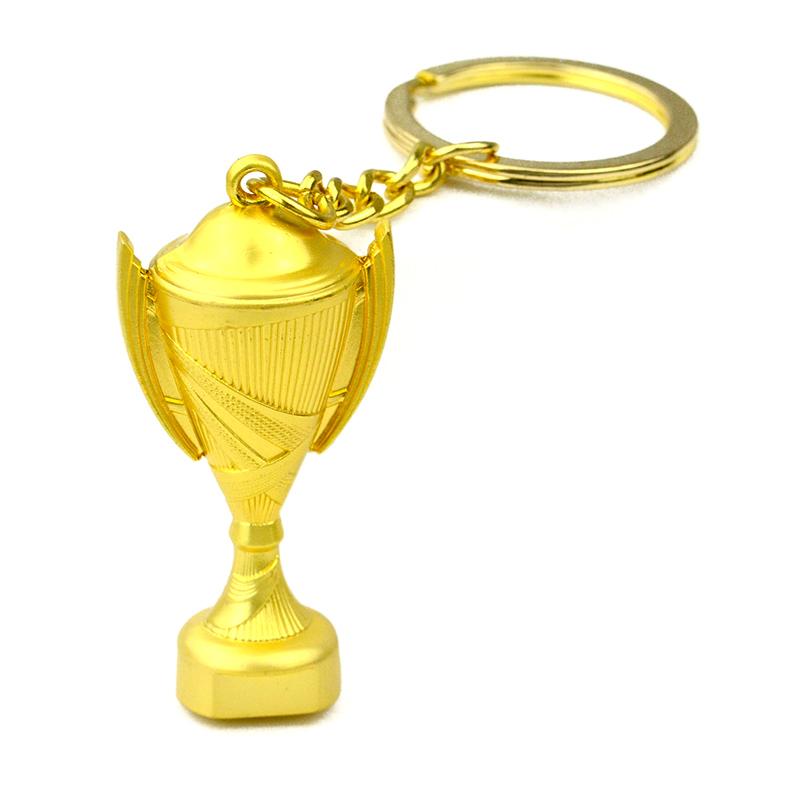 Cheap Keyring Maker Factory Custom 3D Trophy Shape Gold Key Chain