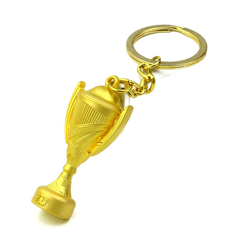 Cheap Keyring Maker Factory Custom 3D Trophy Shape Gold Key Chain
