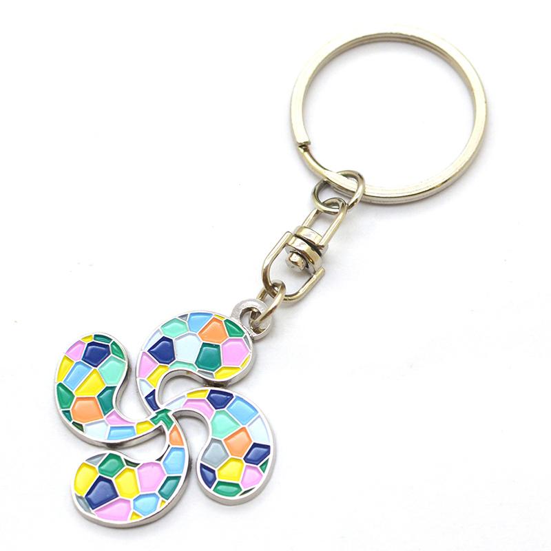 Promotional Flower Shape Metal Enamel Personalized Key Ring