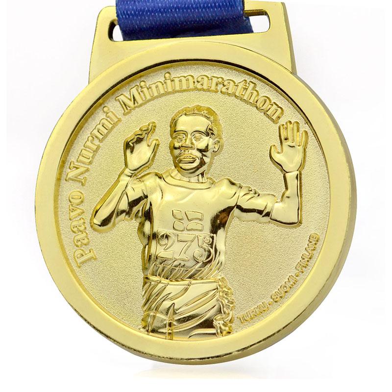 Factory Make Metal Gold Running Medals Custom Medal With Ribbon