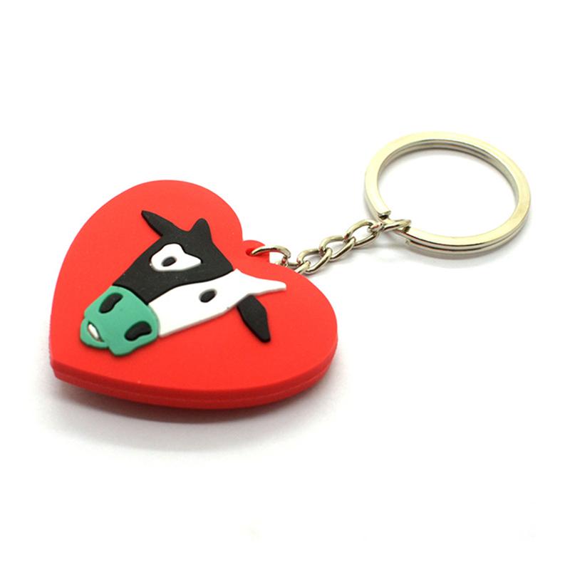 Custom Keychain Cheap 2D Rubber Soft Pvc Heart Key Ring