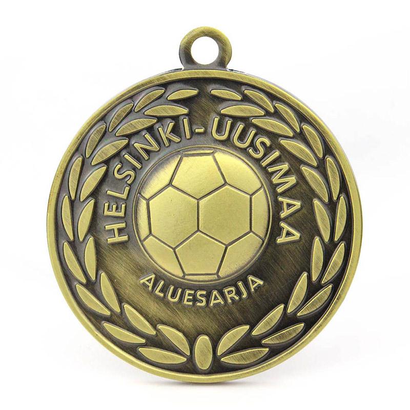 Custom 2D Metal Plated Antique Brass Sports Soccer Medal