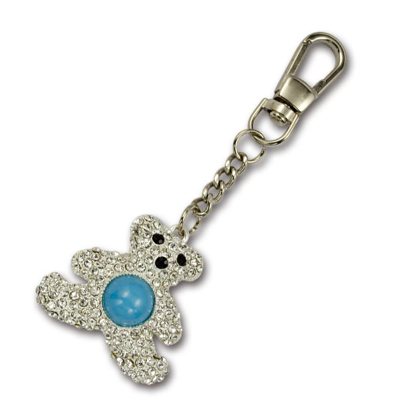Wholesale Key Chain 3D Metal Jewelry Rhinestone Bear Keychain
