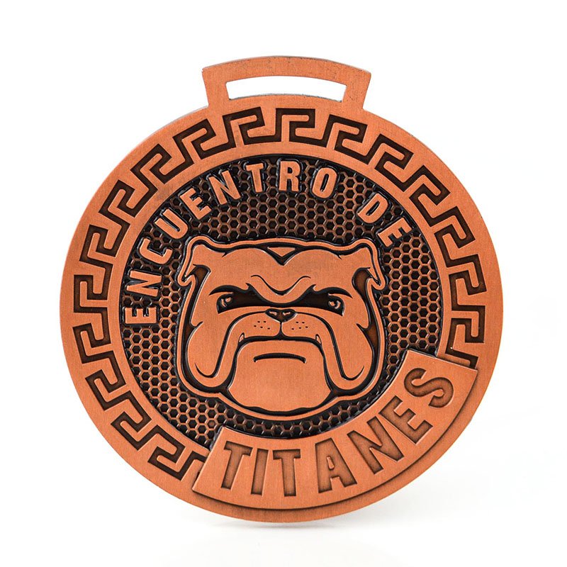 Oem Custom Double Side Design Stamp Copper Dog Medal