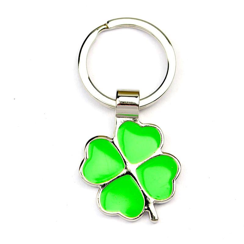 No Minimum Custom Metal Enamel Keychain Clover Key Ring Logo