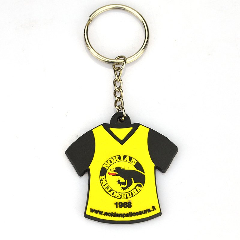 Custom Football Team Rubber Key Chain Pvc T-Shirts Keychain
