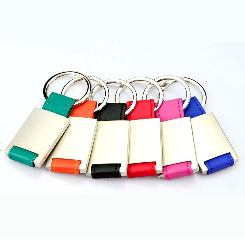 Custom Pu Leather Keychain With Logo Blank Leather Keyring