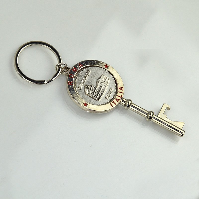 Rotating Keychain Metal Custom Key Shaped Souvenir Key Chain