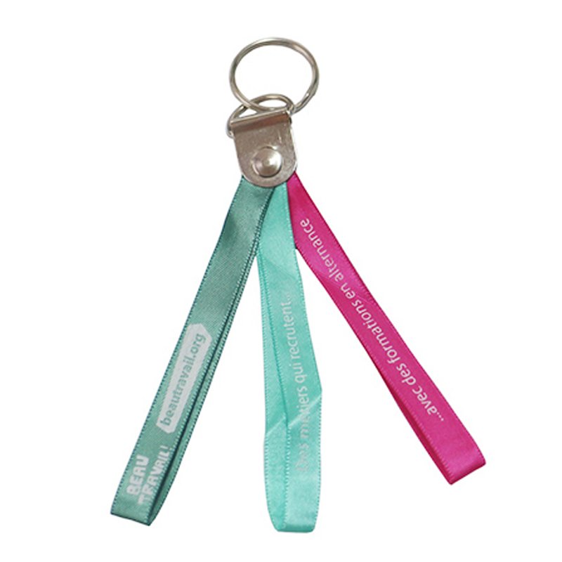 Short Lanyard Key Chain Custom Print Ribbon Keychain Fabric