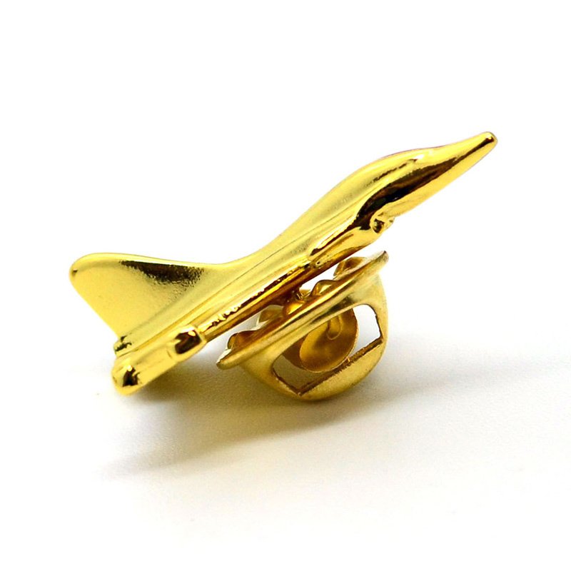 Custom 3D Gold Airplane Lapel Pin Promotional Metal Pin Badge