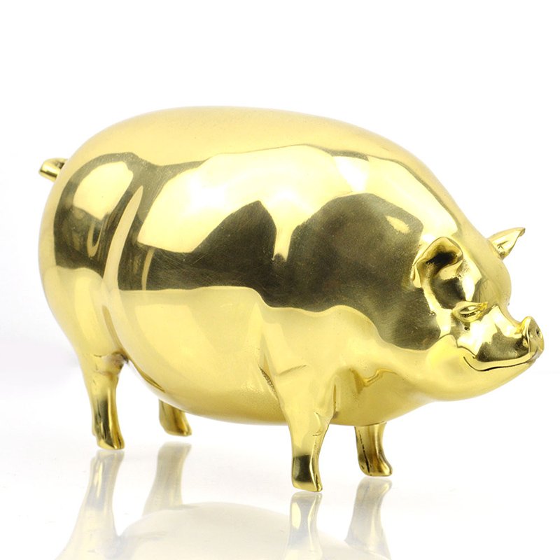 3D Gold Pig Figurines Animal Metal Custom Figurine Decoration