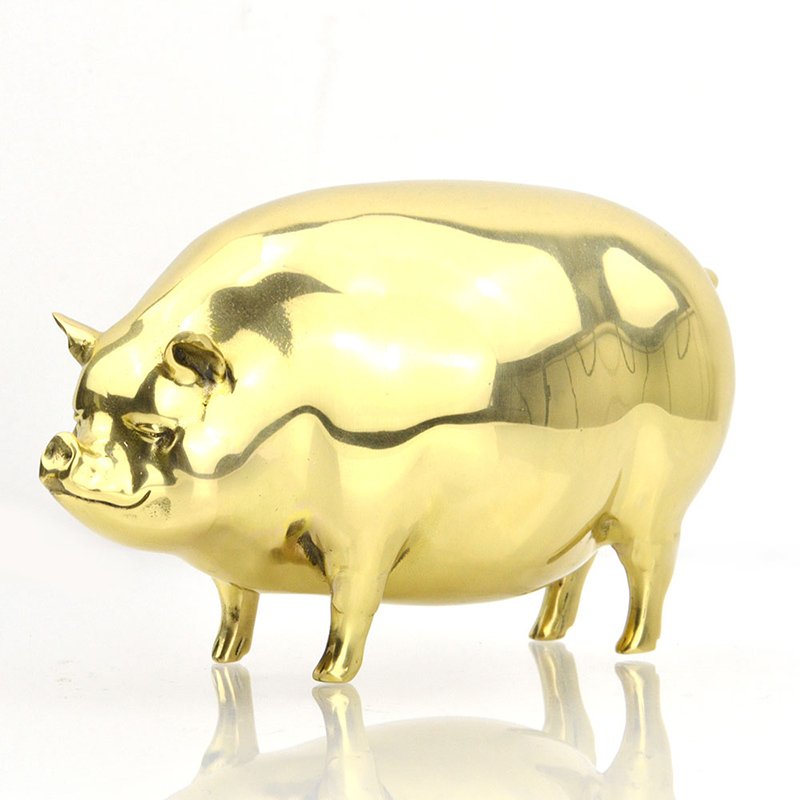 3D Gold Pig Figurines Animal Metal Custom Figurine Decoration