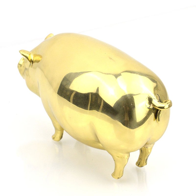 3D Gold Pig Figurines Animal Metal Custom Figurine Decoration