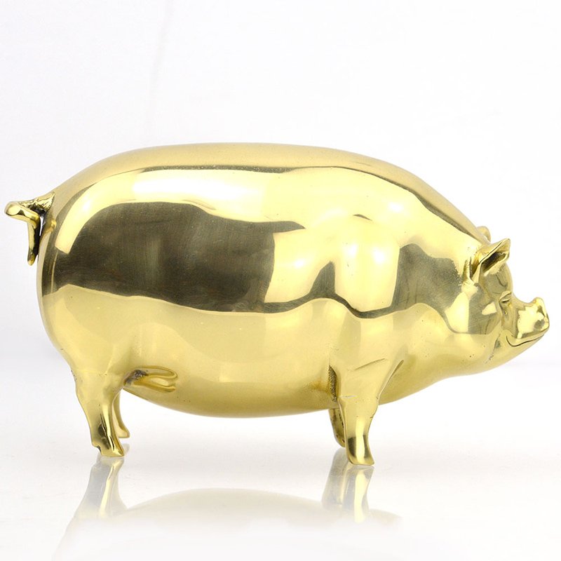 3D Gold Pig Figurines Animal Metal Custom Figurine Decoration