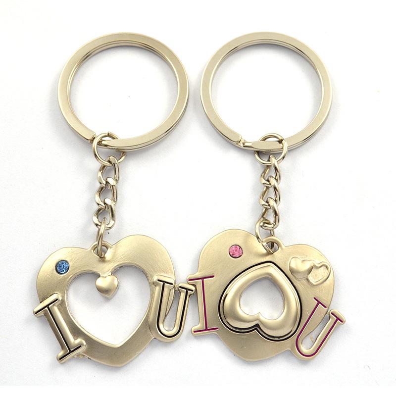 Custom Heart Key Holder Metal Couple Keychains Pair Key Chains